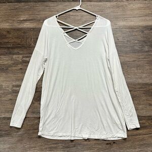 Garage White Long Sleeve Backless Tunic
